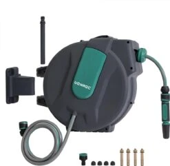 VONROC Automatische Slanghaspel – Incl. 25m Tuinslang, Aansluitslang, Spuitstuk, Koppelingen & Kraanaansluiting -Woonwinkel 1200x1170 3