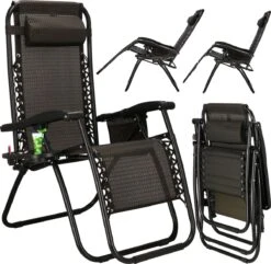 Springos Tuinstoel | Ligstoel | Opvouwbaar | Verstelbaar | Ergonomische Hoofdsteun | Bruin / Zwart -Woonwinkel 1200x1171 1