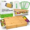 Ecowize 3-in-1 Bamboe Snijplank Met Opvangbak - Snijplank Hout Incl. 3 Roestvrijstalen Opvangbakjes Met Bamboe Deksel, 4 Inzetbare Raspen - Groentesnijder, Hakblok, Borrelplank, Tapasplank, Broodplank - 40x30cm - Duurzaam Cadeau -Woonwinkel 1200x1175 4