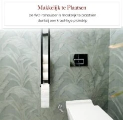 Homestic© - WC Rolhouder Zwart - Balto Industrieel Toiletrolhouder Zonder Boren - Robuuste Toiletrolhouder Met Opslag Voor WC Papier - 70x12x10 CM - Roestvrij Staal - Wit -Woonwinkel 1200x1175 8