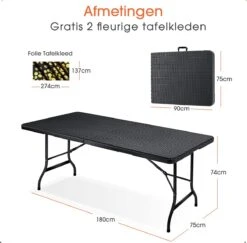 Lenx Klaptafel - Inklapbare Tafel - Opvouwbare Tuintafel - Vouwtafel - Inclusief Handvat En 2 Tafelkleden - 180x75x74cm - 6 Tot 8 Personen 15 Lenx Klaptafel - Inklapbare Tafel - Opvouwbare Tuintafel - Vouwtafel - Inclusief Handvat En 2 Tafelkleden - 180x75x74cm - 6 Tot 8 Personen -Woonwinkel 1200x1179 5