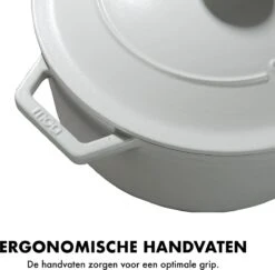 MOA Gietijzeren Braadpan - Inhoud 7,2 Liter - 30CM - Rond - Alle Warmtebronnen - Ook Voor Inductie - Gewicht 7,3 Kg - Wit - C30W -Woonwinkel 1200x1181 2