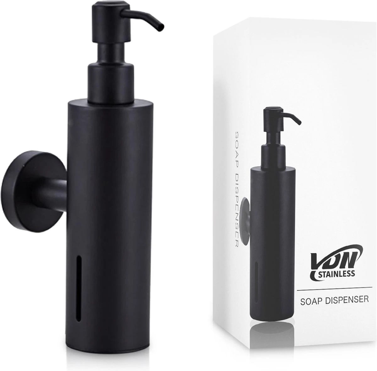 VDN Stainless Zeeppompje - Zeepdispenser Wandmontage - Zwart - Hangend - RVS 8 VDN Stainless Zeeppompje - Zeepdispenser Wandmontage - Zwart - Hangend - RVS - Afbeelding 6