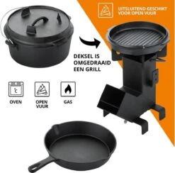 Dutch Mountains Gietijzeren Pannenset 7-delig - Dutch Oven – Braadpan - Grillpan - Hapjespan - Kookset In Houten Transportkist - Deksellifter - Brander 17 Dutch Mountains Gietijzeren Pannenset 7-delig - Dutch Oven – Braadpan - Grillpan - Hapjespan - Kookset In Houten Transportkist - Deksellifter - Brander -Woonwinkel 1200x1185 4