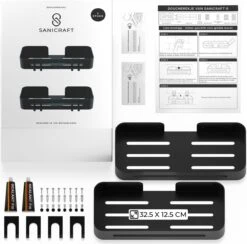 Doucherekje Van Sanicraft® - Doucherekje Zonder Boren - Geschikt Voor Elk Type Muur - Hangend - Roestvrij - 2 Stuks - Zwart -Woonwinkel 1200x1187 14