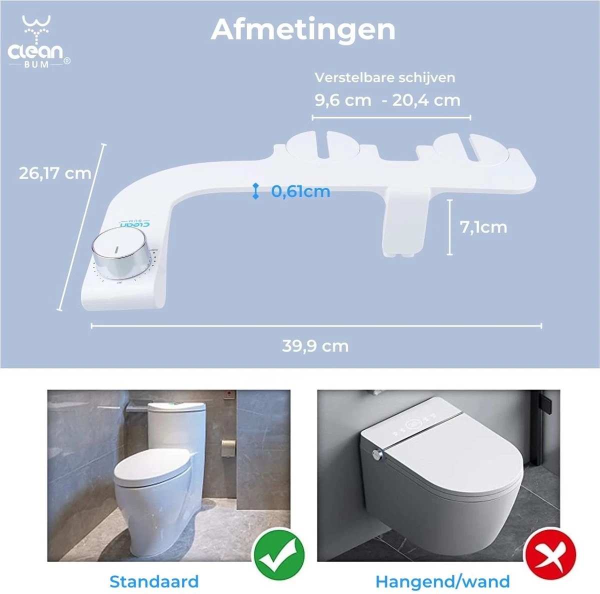 Clean Bum® Elegance Plus Bidet WC- Dubbele Sproeikop - Easy Fit Systeem 9 Clean Bum® Elegance Plus Bidet WC- Dubbele Sproeikop - Easy Fit Systeem - Afbeelding 7