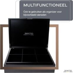 Invicto Products Theedoos 6 Vaks - Ruimte Voor 120 Theezakjes - Bamboe - Anti Slip En Anti Kras - Zwart -Woonwinkel 1200x1188 3