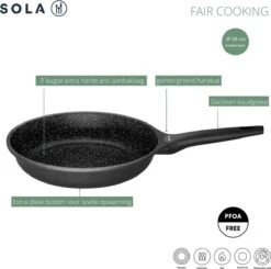 Sola Koekenpan Fair Cooking - Ø 28 Cm - Zwart/wit - Aluminium - Antiaanbaklaag -Woonwinkel 1200x1189 4