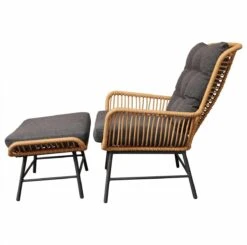 BUITEN Living Dex Wicker Loungestoel Tuin Incl. Wicker Voetenbank | Wicker + Aluminium | Bamboe Antraciet -Woonwinkel 1200x1190 4