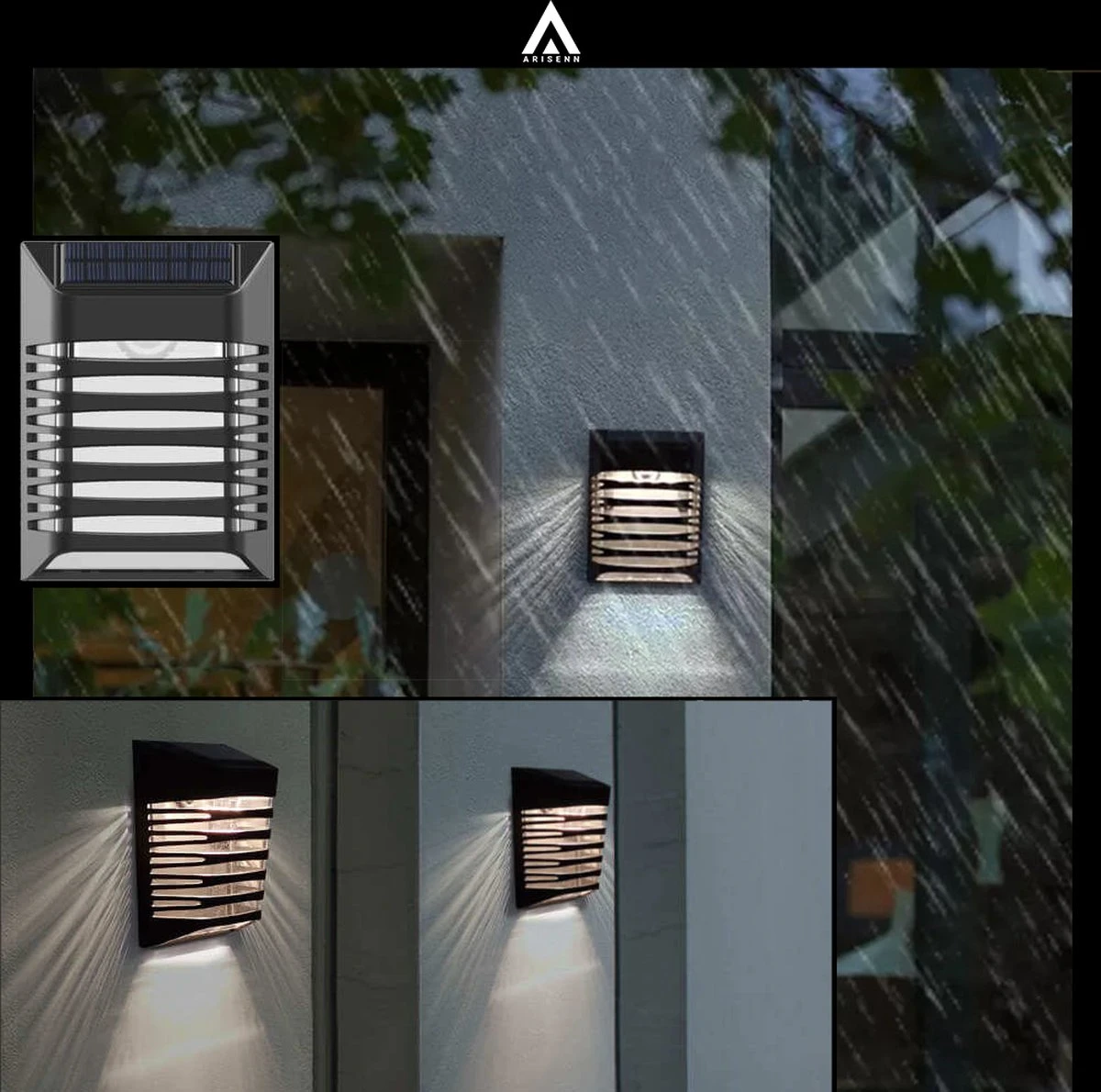 Arisenn® Crystal Solar Buitenlamp - IP65 Waterdicht - Prachtige Solar Technologie Monokristal Zonnepaneel Wandlamp - 3000K Warm Wit (sfeervol) - Tuinverlichting Op Zonne-energie | Schutting Wand Licht 7 Arisenn® Crystal Solar Buitenlamp - IP65 Waterdicht - Prachtige Solar Technologie Monokristal Zonnepaneel Wandlamp - 3000K Warm Wit (sfeervol) - Tuinverlichting Op Zonne-energie | Schutting Wand Licht - Afbeelding 5