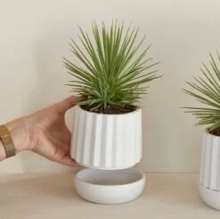 Riviera Maison Plantenbak Rond, Bloempot Met Ribbel - RM Let It Grow Planter - Wit - Porselein - Maat S -Woonwinkel 1200x1191 8