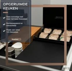 Invicto Products Theedoos 6 Vaks - Ruimte Voor 120 Theezakjes - Bamboe - Anti Slip En Anti Kras - Zwart -Woonwinkel 1200x1192 9