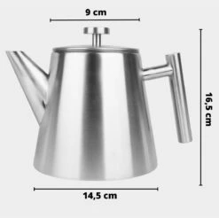 Castagnola Theepot Met Filter – Theekan – Theepot Dubbelwandig – Theepot Roestvrijstaal – Hoogwaardig RVS – 1 Liter – 5 Kopjes Thee – Zilver -Woonwinkel 1200x1195 7