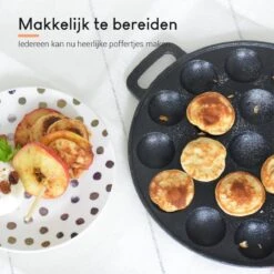 Ocina Poffertjespan – Combo Pack – 19 Poffertjes – Poffertjesmaker – Poffertjespan Inductie – Poffertjespan Electrisch – Gietijzeren Pan - Inclusief Doseerfles, Handvaten, 6x Poffertjesvorken En Invetkwast – Gratis Receptenboek -Woonwinkel 1200x1198 44