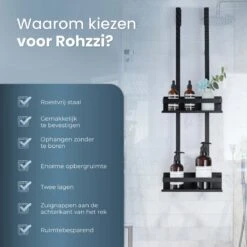 Rohzzi Doucherek Zonder Boren - 30 Dagen Uitproberen - Doucherek Hangend - Badkamer Accessoires - RVS - 2 Laags -Woonwinkel 1200x1199 34
