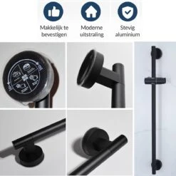Moodcare® Glijstang - Douche Glijstang - 70 Cm - Mat Zwart - Zonder Boren -Woonwinkel 1200x1199 36