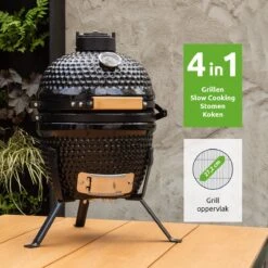 BluMill Kamado BBQ Egg - Kamado 13 Inch - Incl. Vlees Thermometer - Houtskoolbarbecues - Zwart - Ø 27cm -Woonwinkel 1200x1200 1136