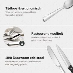 Deleca 12 Persoons Bestekset (72-delig) - Lepels, Messen, Vorken & Steakmessen - Vaatwasserbestendig - Zilver / RVS -Woonwinkel 1200x1200 1170