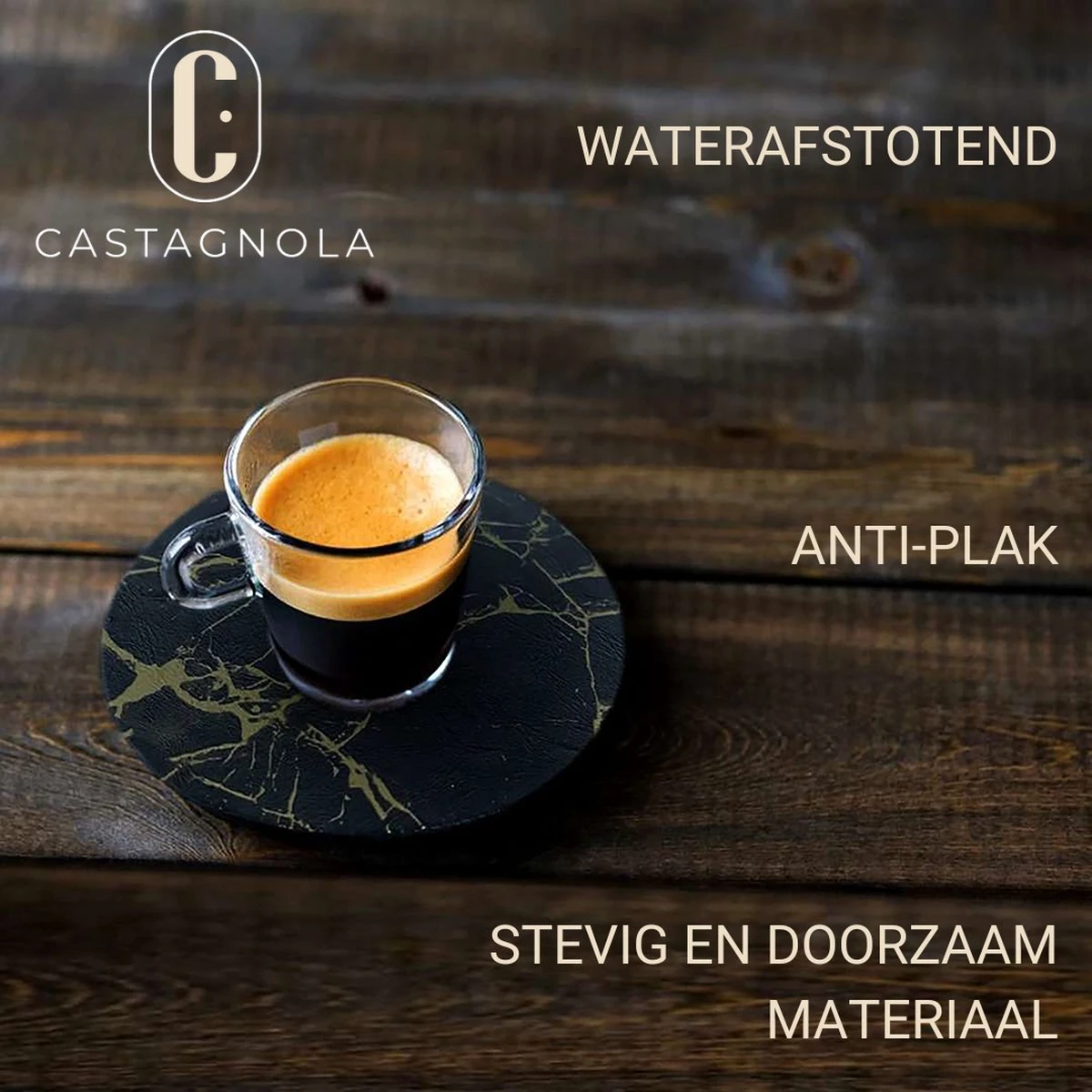 Castagnola Kunstlederen Onderzetters Met Houder – Onderzetters Voor Glazen – Onderzetters Design – Onderzettersset – Drink Onderzetters – Kunstleer – Leren Onderzetters – Set Van 16 – Zwart/Goud 6 Castagnola Kunstlederen Onderzetters Met Houder – Onderzetters Voor Glazen – Onderzetters Design – Onderzettersset – Drink Onderzetters – Kunstleer – Leren Onderzetters – Set Van 16 – Zwart/Goud - Afbeelding 4