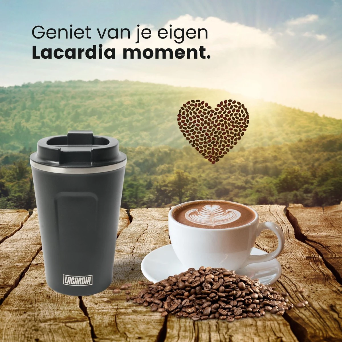 LaCardia Koffiebeker To Go Premium Zwart – Thermosbeker – Theebeker – 380ML – Herbruikbaar 10 LaCardia Koffiebeker To Go Premium Zwart – Thermosbeker – Theebeker – 380ML – Herbruikbaar - Afbeelding 8