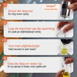 BooGoo® - RVS Olijfolie Sprayer Extreme Deluxe - Olijfolie Fles Verstuiver Voor Keuken - Oliespray - Oliefles - BBQ Accesoires - Olie Pomp Bakspray - Cooking Spray 23 BooGoo® - RVS Olijfolie Sprayer Extreme Deluxe - Olijfolie Fles Verstuiver Voor Keuken - Oliespray - Oliefles - BBQ Accesoires - Olie Pomp Bakspray - Cooking Spray -Woonwinkel 1200x1200 1267