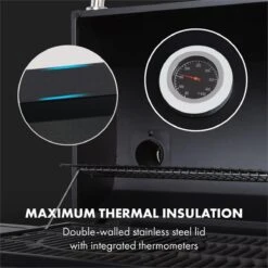 Klarstein Kingsville Double Barbecue - Houtskool- En Gasbarbecue - Smoker BBQ - Inclusief Deksels En Thermometer - Met 2 Roosters - Zwart -Woonwinkel 1200x1200 1335