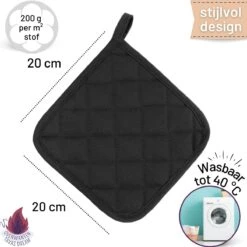 Merkloos Tavas Dream Hittebestendige Pannenlappen | 2 Stuks | Katoen, Thermolite | Tot 220°C | Zwart -Woonwinkel 1200x1200 1360