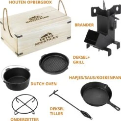 Dutch Mountains Gietijzeren Pannenset 7-delig - Dutch Oven – Braadpan - Grillpan - Hapjespan - Kookset In Houten Transportkist - Deksellifter - Brander 16 Dutch Mountains Gietijzeren Pannenset 7-delig - Dutch Oven – Braadpan - Grillpan - Hapjespan - Kookset In Houten Transportkist - Deksellifter - Brander -Woonwinkel 1200x1200 1387