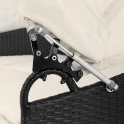 Casaria Polyrattan Zonne-Eiland Ø185cm – Incl. Kussens - Zwart Crème -Woonwinkel 1200x1200 140