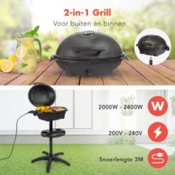 KitchenBrothers Elektrische BBQ - Met Grillplaat - Anti-aanbaklaag - Incl. Plank/Houders - Grilloppervlak 46,5x33,8cm - Tot 300°C - 2400W - Zwart 17 KitchenBrothers Elektrische BBQ - Met Grillplaat - Anti-aanbaklaag - Incl. Plank/Houders - Grilloppervlak 46,5x33,8cm - Tot 300°C - 2400W - Zwart -Woonwinkel 1200x1200 1401