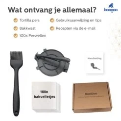 BooGoo® - Tortilla Pers Ø25CM - Inclusief Bakkwast En 100 Persvellen - Tortilla Press Roti Taco Maker - Tortillapan 13 BooGoo® - Tortilla Pers Ø25CM - Inclusief Bakkwast En 100 Persvellen - Tortilla Press Roti Taco Maker - Tortillapan -Woonwinkel 1200x1200 1433