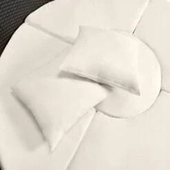 Casaria Polyrattan Zonne-Eiland Ø185cm – Incl. Kussens - Zwart Crème -Woonwinkel 1200x1200 144