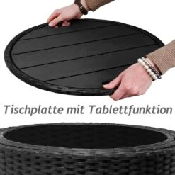 Casaria Polyrattan Zonne-Eiland Ø185cm – Incl. Kussens - Zwart Crème -Woonwinkel 1200x1200 145