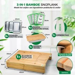 Ecowize 3-in-1 Bamboe Snijplank Met Opvangbak - Snijplank Hout Incl. 3 Roestvrijstalen Opvangbakjes Met Bamboe Deksel, 4 Inzetbare Raspen - Groentesnijder, Hakblok, Borrelplank, Tapasplank, Broodplank - 40x30cm - Duurzaam Cadeau -Woonwinkel 1200x1200 1465