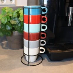 Orange85 Koffiekopjes - Met Houder - Set Van 6 - Gekleurd - 300 Ml - Keramiek -Woonwinkel 1200x1200 1586