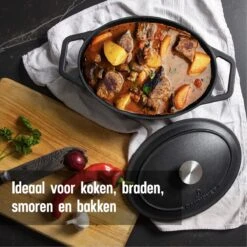 Gietijzeren Braadpan - Sudderpan Zwart Van Daumonet - Ovaal - Ø 29 Cm - 3 Liter - 100% PFAS & PFOA Vrij - Emaille - Geschikt Voor Alle Warmtebronnen - Elektrisch - Gas - Halogeen - Inductie - Keramisch - Vaatwasserbestendig -Woonwinkel 1200x1200 1651