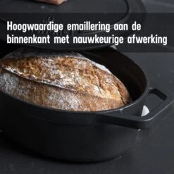 Gietijzeren Braadpan - Sudderpan Zwart Van Daumonet - Ovaal - Ø 29 Cm - 3 Liter - 100% PFAS & PFOA Vrij - Emaille - Geschikt Voor Alle Warmtebronnen - Elektrisch - Gas - Halogeen - Inductie - Keramisch - Vaatwasserbestendig -Woonwinkel 1200x1200 1655