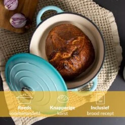 Chefarone Gietijzeren Pan - Braadpan Inclusief Deksel - Geschikt Voor Alle Warmtebronnen - Geëmailleerd Blauw -Woonwinkel 1200x1200 1713