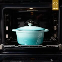 Chefarone Gietijzeren Pan - Braadpan Inclusief Deksel - Geschikt Voor Alle Warmtebronnen - Geëmailleerd Blauw -Woonwinkel 1200x1200 1718