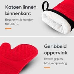 KitchenLove Ovenwanten - 2 Stuks Ovenhandschoenen - Hittebestendig Tot 250 °C - Siliconen - Rood 16 KitchenLove Ovenwanten - 2 Stuks Ovenhandschoenen - Hittebestendig Tot 250 °C - Siliconen - Rood -Woonwinkel 1200x1200 1742
