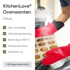 KitchenLove Ovenwanten - 2 Stuks Ovenhandschoenen - Hittebestendig Tot 250 °C - Siliconen - Rood 17 KitchenLove Ovenwanten - 2 Stuks Ovenhandschoenen - Hittebestendig Tot 250 °C - Siliconen - Rood -Woonwinkel 1200x1200 1743