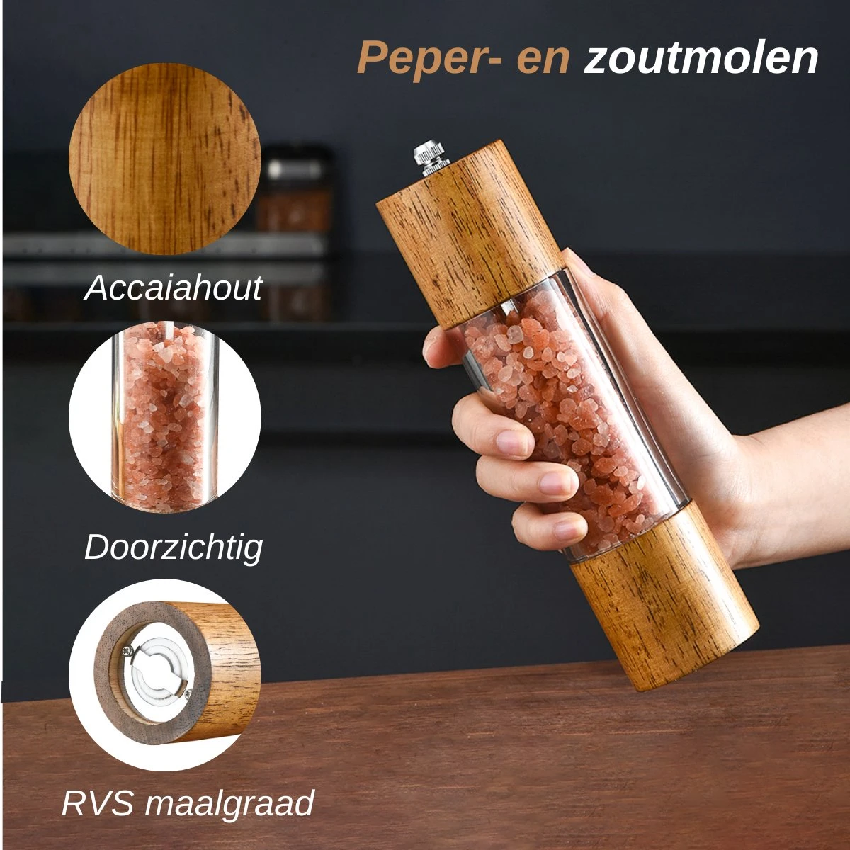 VAIVE Peper En Zoutmolen Set - Pepermolen 4 VAIVE Peper En Zoutmolen Set - Pepermolen - Afbeelding 2