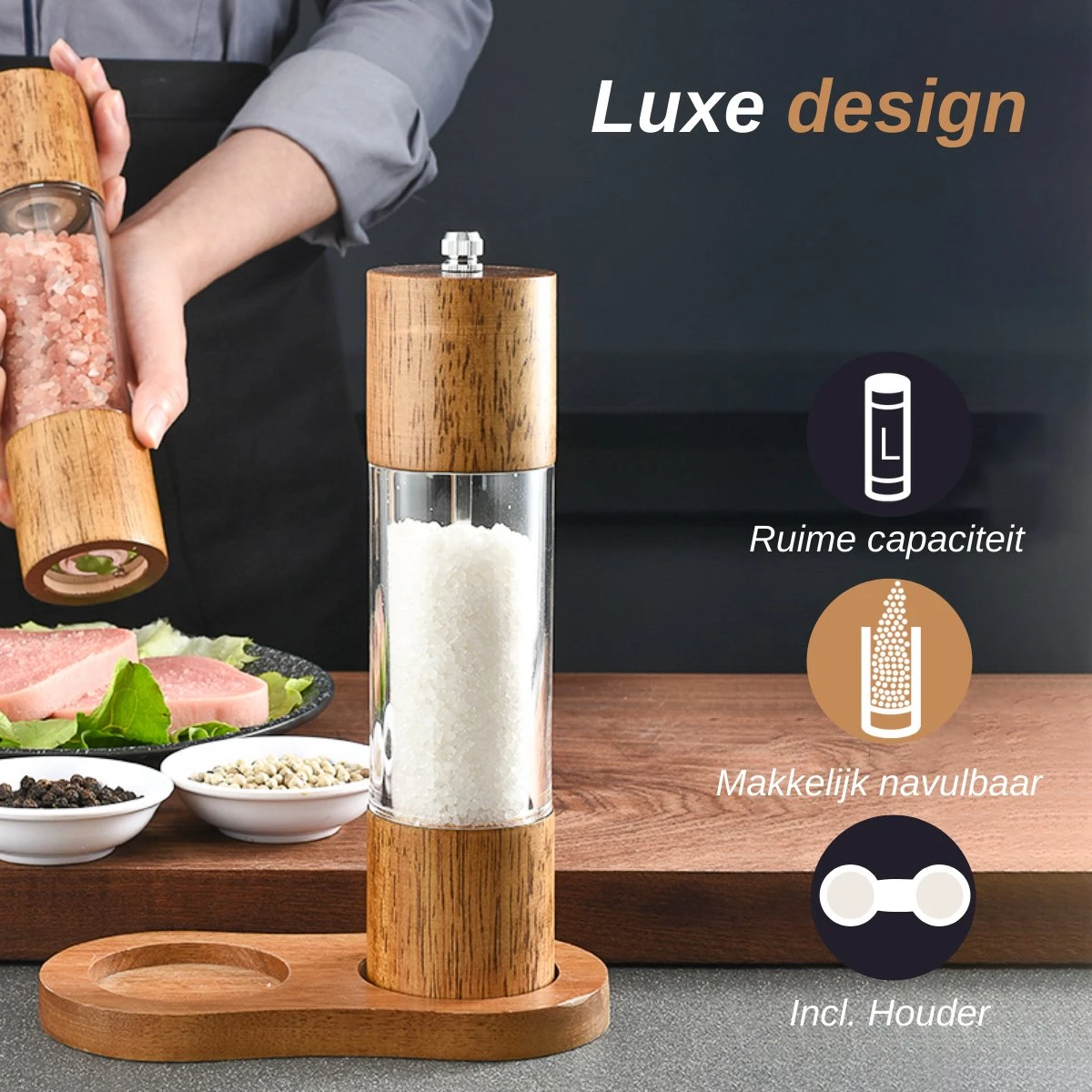 VAIVE Peper En Zoutmolen Set - Pepermolen 6 VAIVE Peper En Zoutmolen Set - Pepermolen - Afbeelding 4