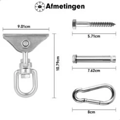 Luxe Ophangsysteem - 180° Schommelen, 360° Roteerbaar - Plafondhaak - Ophanghaak - Hangstoel Buiten - Hangstoel Binnen – Schommelstoel - Schommel - Bokszakken - RVS - Nederlandse Handleiding - 16 Luxe Ophangsysteem - 180° Schommelen, 360° Roteerbaar - Plafondhaak - Ophanghaak - Hangstoel Buiten - Hangstoel Binnen – Schommelstoel - Schommel - Bokszakken - RVS - Nederlandse Handleiding - -Woonwinkel 1200x1200 180