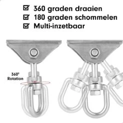 Luxe Ophangsysteem - 180° Schommelen, 360° Roteerbaar - Plafondhaak - Ophanghaak - Hangstoel Buiten - Hangstoel Binnen – Schommelstoel - Schommel - Bokszakken - RVS - Nederlandse Handleiding - 18 Luxe Ophangsysteem - 180° Schommelen, 360° Roteerbaar - Plafondhaak - Ophanghaak - Hangstoel Buiten - Hangstoel Binnen – Schommelstoel - Schommel - Bokszakken - RVS - Nederlandse Handleiding - -Woonwinkel 1200x1200 182