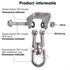 Luxe Ophangsysteem - 180° Schommelen, 360° Roteerbaar - Plafondhaak - Ophanghaak - Hangstoel Buiten - Hangstoel Binnen – Schommelstoel - Schommel - Bokszakken - RVS - Nederlandse Handleiding - 21 Luxe Ophangsysteem - 180° Schommelen, 360° Roteerbaar - Plafondhaak - Ophanghaak - Hangstoel Buiten - Hangstoel Binnen – Schommelstoel - Schommel - Bokszakken - RVS - Nederlandse Handleiding - -Woonwinkel 1200x1200 185