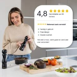 Deleca Luxe Peper En Zoutmolen Set - Met Geschenkdoos - Zout / Pepermolen - Rubberhout - Zwart & Goud -Woonwinkel 1200x1200 1863