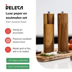 Deleca Luxe Peper En Zoutmolen Set - Zout / Pepermolen - Handmatig - Met Navul Lepel & Geschenkdoos - Acacia Hout - Rond 16 Deleca Luxe Peper En Zoutmolen Set - Zout / Pepermolen - Handmatig - Met Navul Lepel & Geschenkdoos - Acacia Hout - Rond -Woonwinkel 1200x1200 1867