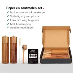 Deleca Luxe Peper En Zoutmolen Set - Zout / Pepermolen - Handmatig - Met Navul Lepel & Geschenkdoos - Acacia Hout - Rond 22 Deleca Luxe Peper En Zoutmolen Set - Zout / Pepermolen - Handmatig - Met Navul Lepel & Geschenkdoos - Acacia Hout - Rond -Woonwinkel 1200x1200 1873