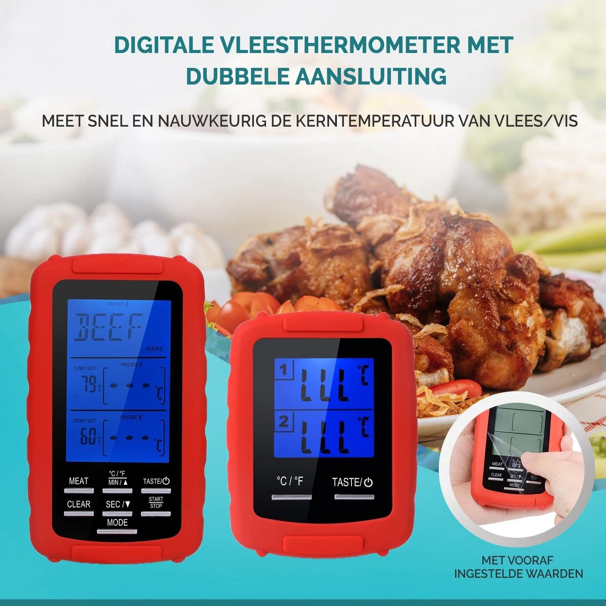 Mancor Vleesthermometer Digitaal BBQ Accesoires Thermometer Oventhermometer 10 Mancor Vleesthermometer Digitaal BBQ Accesoires Thermometer Oventhermometer - Afbeelding 8